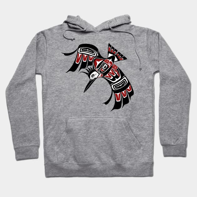 Tlingit style Kingfisher, PNW design Hoodie by Featherlady Studio